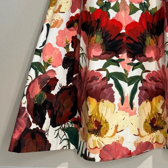 White House Black Market Floral Watercolor Formal Full Midi Skirt - Size 4 - Picture 11 of 14